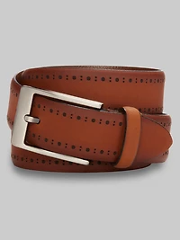 Men's Jos. A. Bank Perforated Edge Laser Cut Leather Belt at Jos. A. Bank, Light Tan