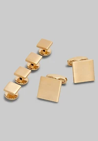 Men's Jos. A. Bank Square Brushed Gold-Tone Cufflink & Stud Set at Jos. A. Bank, Gold/Metals,
