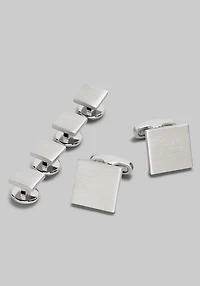 Men's Jos. A. Bank Square Brushed Silver-Tone Cufflink & Stud Set at Jos. A. Bank, Metals/Silver,