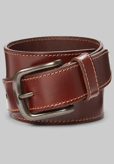 Men's Johnston & Murphy Topstitched Leather Belt at Jos. A. Bank, Light Tan
