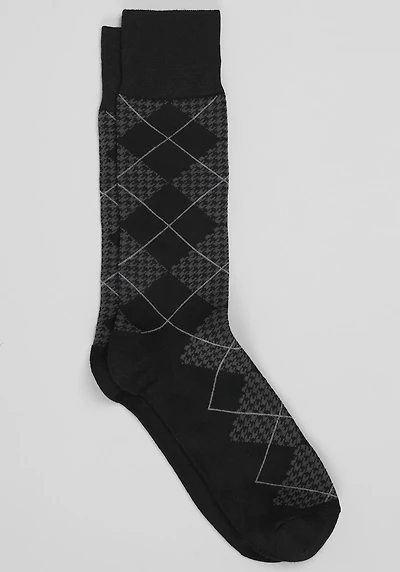 Men's Jos. A. Bank Houndstooth and Argyle Bamboo Socks at Jos. A. Bank, Anthracite/Black,
