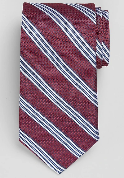 Men's Reserve Collection Textured Stripe Tie at Jos. A. Bank, Red, 