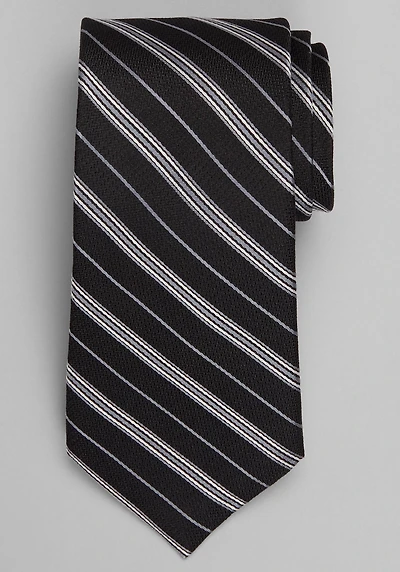 Men's Traveler® Collection Mini Textured Triple Stripe Tie at Jos. A. Bank, Black/Grey,