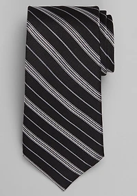 Men's Traveler® Collection Mini Textured Triple Stripe Tie at Jos. A. Bank, Black/Grey, 