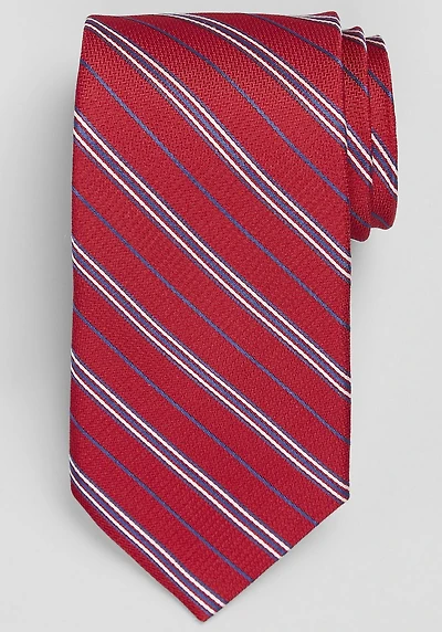 Men's Traveler® Collection Mini Textured Triple Stripe Tie at Jos. A. Bank, Red,
