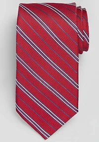 Men's Traveler® Collection Mini Textured Triple Stripe Tie at Jos. A. Bank, Red,