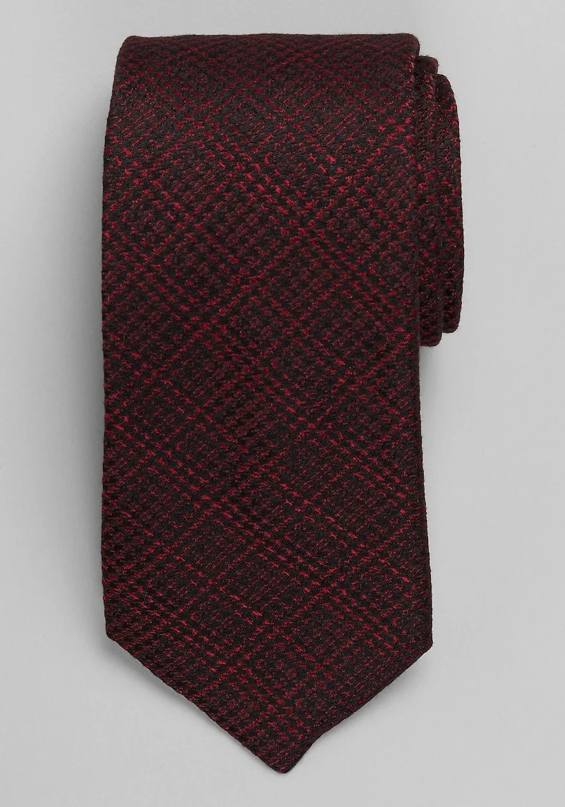 Men's TravelerÂ® Collection Houndstooth Plaid Tie at Jos. A. Bank, Burgundy, 