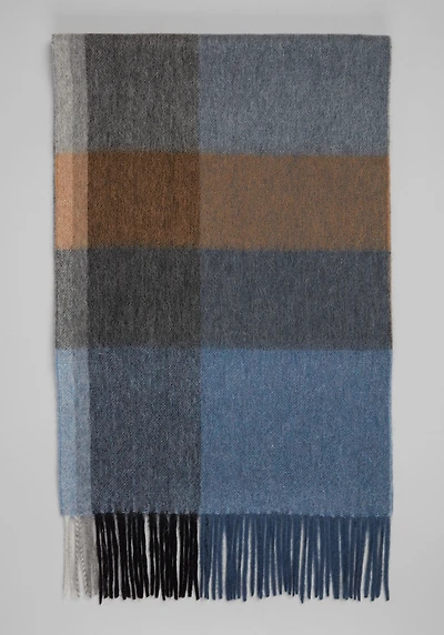 Men's Jos. A. Bank Colorblock Cashmere Scarf at Jos. A. Bank, Blue/Camel,