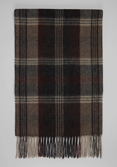 Men's Jos. A. Bank Triple Stripe Plaid Cashmere Scarf at Jos. A. Bank, Brown,