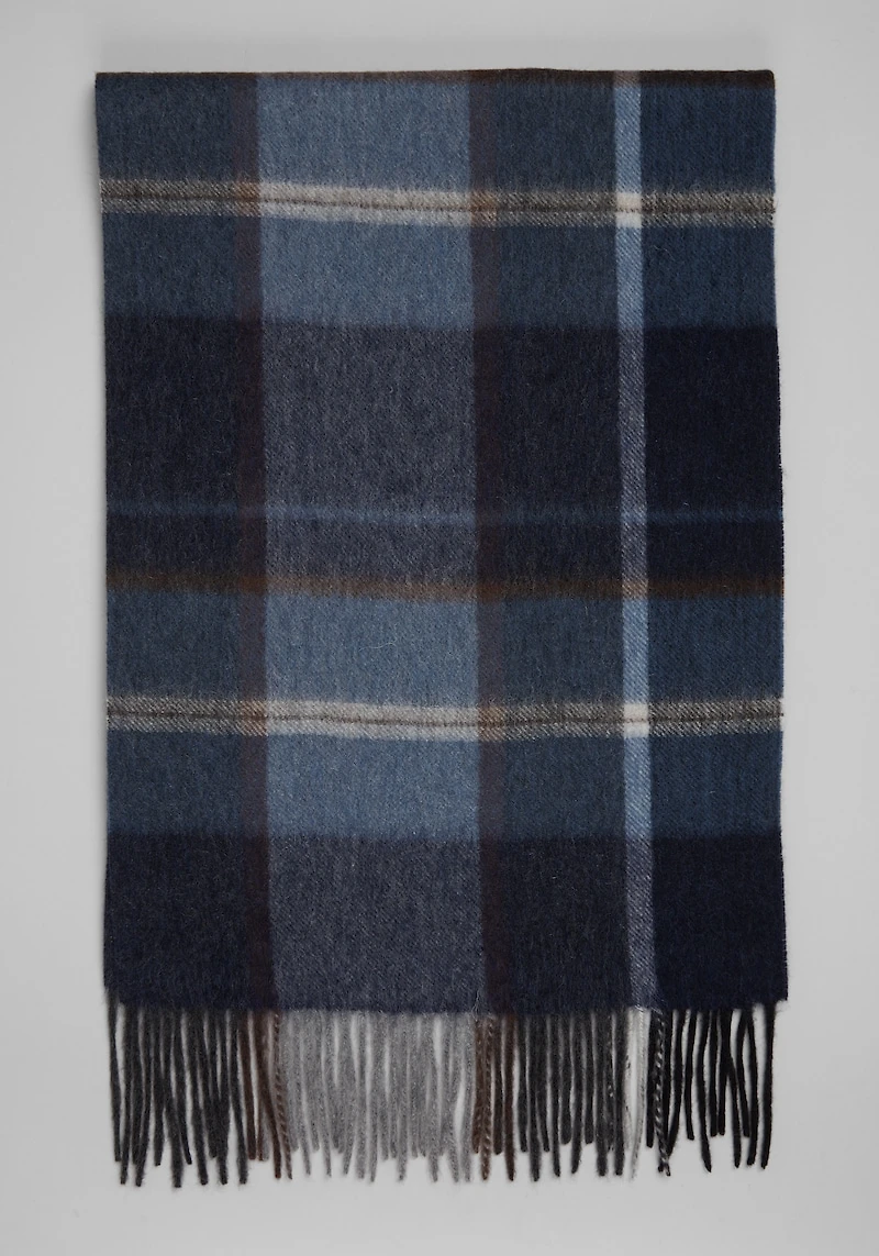 Men's Jos. A. Bank Large Plaid Cashmere Scarf at Jos. A. Bank, Navy/Blue,