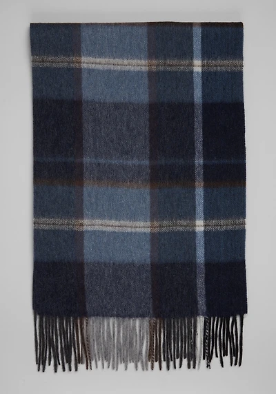 Men's Jos. A. Bank Large Plaid Cashmere Scarf at Jos. A. Bank, Navy/Blue,