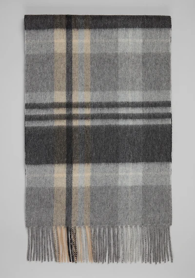 Men's Jos. A. Bank Plaid Cashmere Scarf at Jos. A. Bank, Grey/Camel,