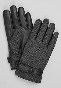 Men's Jos. A. Bank Herringbone & Leather Gloves at Jos. A. Bank, Black