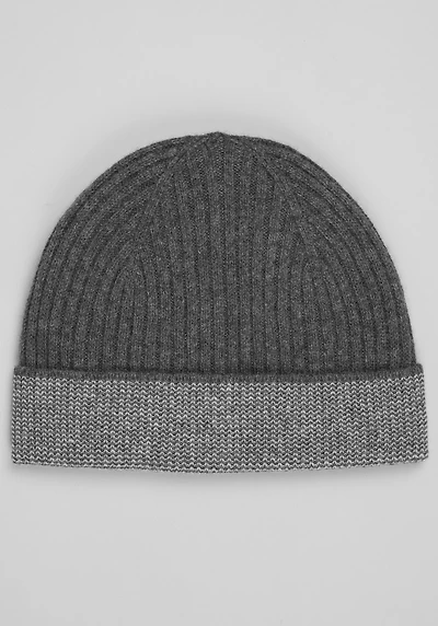 Men's Jos. A. Bank Cashmere Rib Knit Beanie at Jos. A. Bank, Charcoal/Grey,