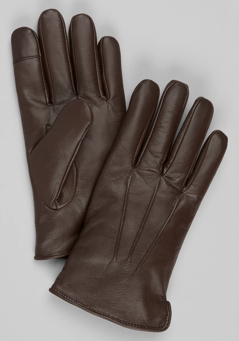 Men's Jos. A. Bank Full-Grain Leather Gloves at Jos. A. Bank, Dark Brown