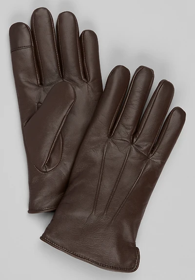 Men's Jos. A. Bank Full-Grain Leather Gloves at Jos. A. Bank, Dark Brown