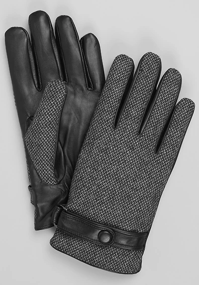 Men's Jos. A. Bank Bird's-Eye Leather Gloves at Jos. A. Bank, Black