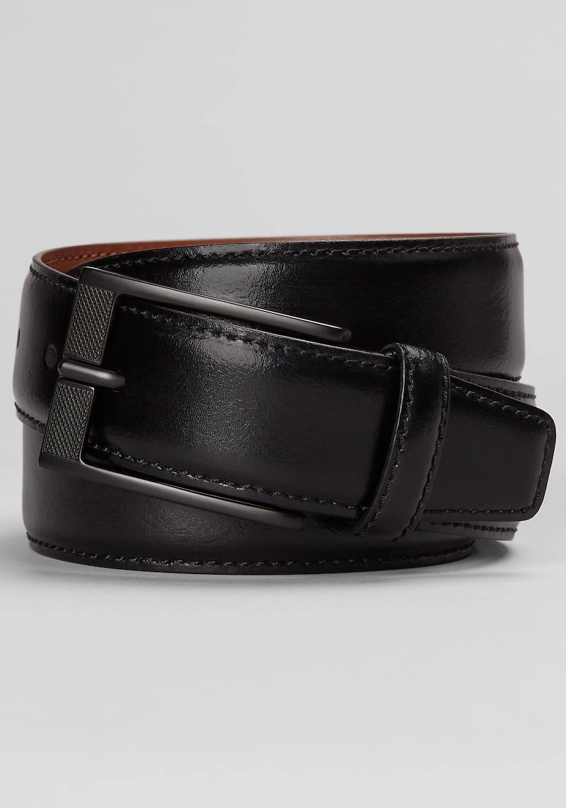 Men's Jos. A. Bank Feather Edge Leather Belt at Jos. A. Bank, Black