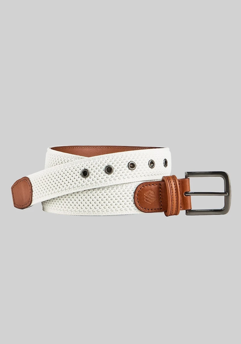 Men's Johnston & Murphy Amherst Engineered Knit Belt at Jos. A. Bank, Cream/White,