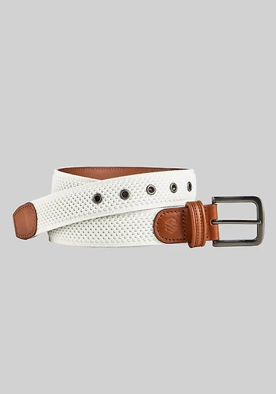 Men's Johnston & Murphy Amherst Engineered Knit Belt at Jos. A. Bank, Cream/White,