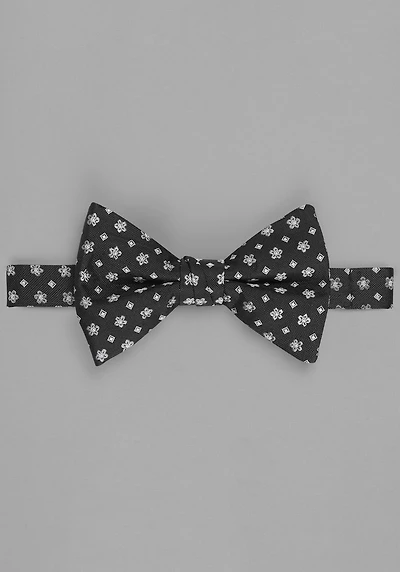 Men's Jos. A. Bank Flowers & Squares Pre-Tied Bow Tie at Jos. A. Bank, Black/Grey, 