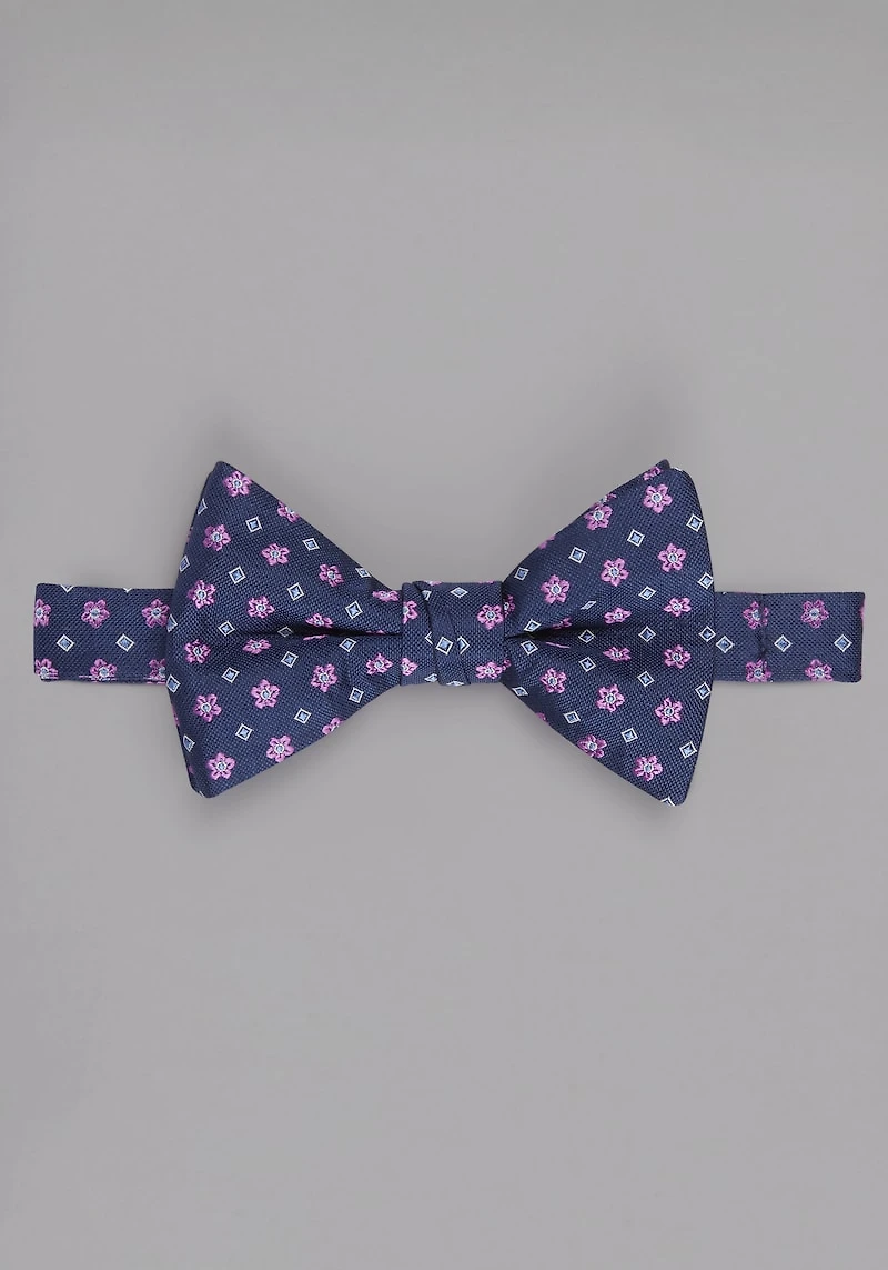 Men's Jos. A. Bank Flowers & Squares Pre-Tied Bow Tie at Jos. A. Bank, Fuschia/Navy/Pink, 