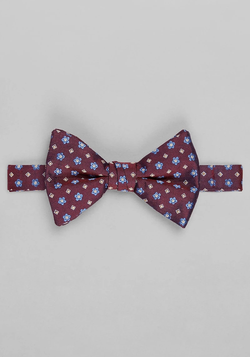Men's Jos. A. Bank Flowers & Squares Pre-Tied Bow Tie at Jos. A. Bank, Burgundy/Blue, 