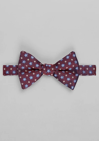 Men's Jos. A. Bank Flowers & Squares Pre-Tied Bow Tie at Jos. A. Bank, Burgundy/Blue, 