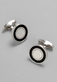 Men's Jos. A. Bank Round Ornate Mother-of-Pearl & Onyx Cufflinks at Jos. A. Bank, Black/Metals/White, 