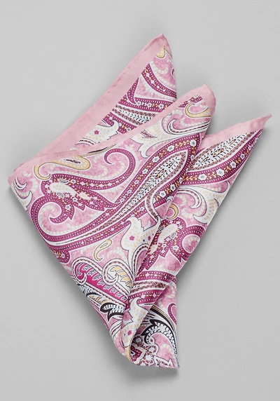 Men's Jos. A. Bank Paisley Pocket Square at Jos. A. Bank, Pink,