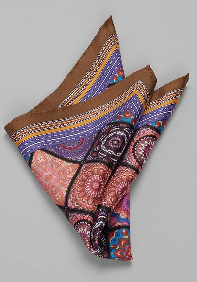 Men's Jos. A. Bank Multi Medallion Pocket Square at Jos. A. Bank, Brown,
