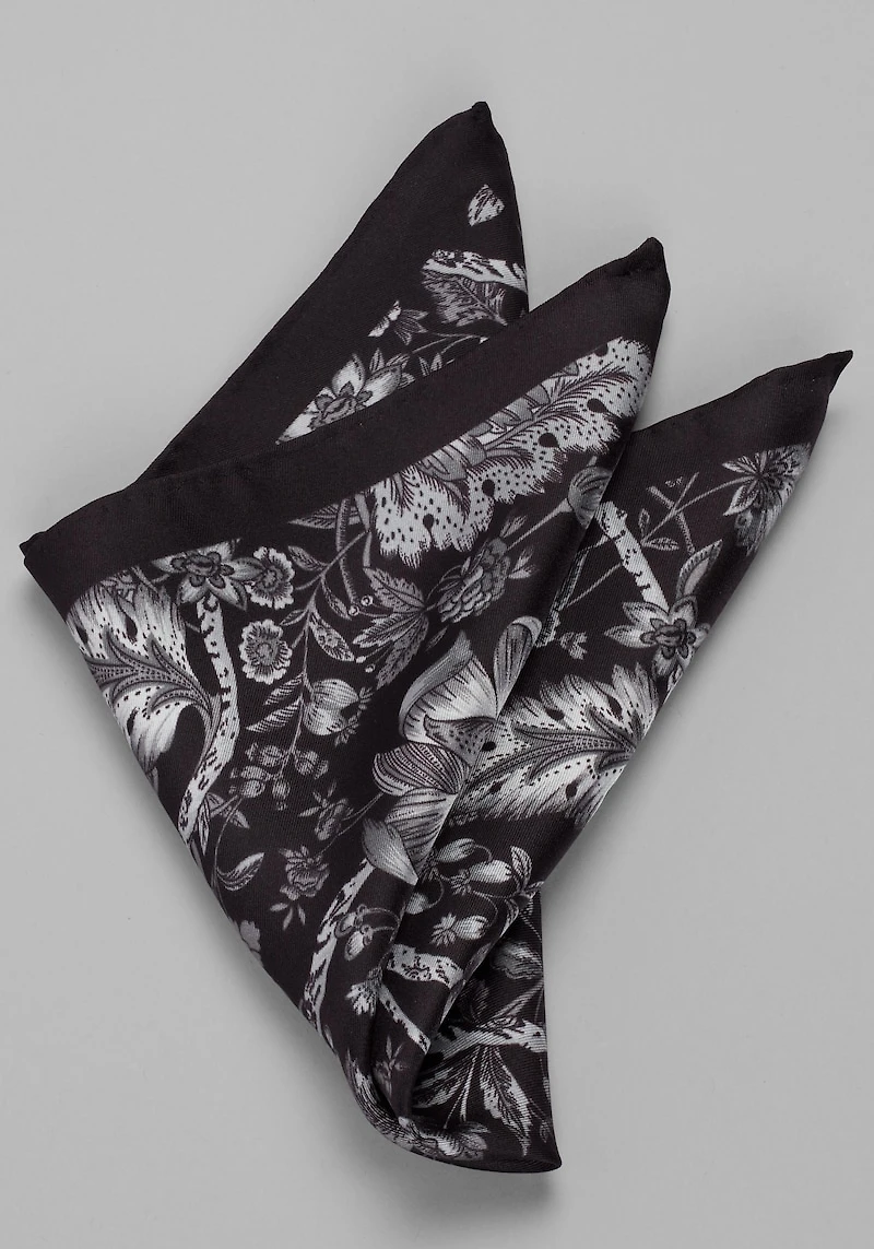 Men's Jos. A. Bank Floral Pocket Square at Jos. A. Bank, Black,
