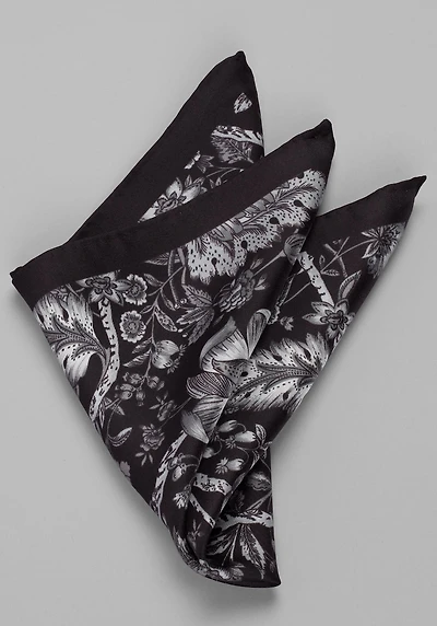 Men's Jos. A. Bank Floral Pocket Square at Jos. A. Bank, Black,