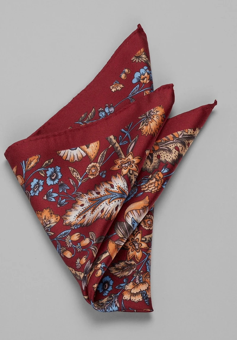 Men's Jos. A. Bank Floral Pocket Square at Jos. A. Bank, Burgundy,