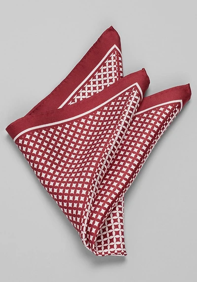 Men's Jos. A. Bank Geo 4-Print Pocket Square at Jos. A. Bank, Burgundy,