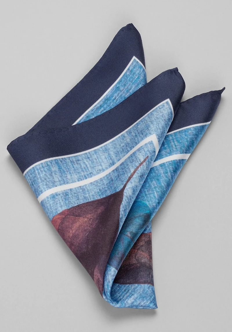 Men's Jos. A. Bank Leaf Pattern Pocket Square at Jos. A. Bank, Blue/Navy,