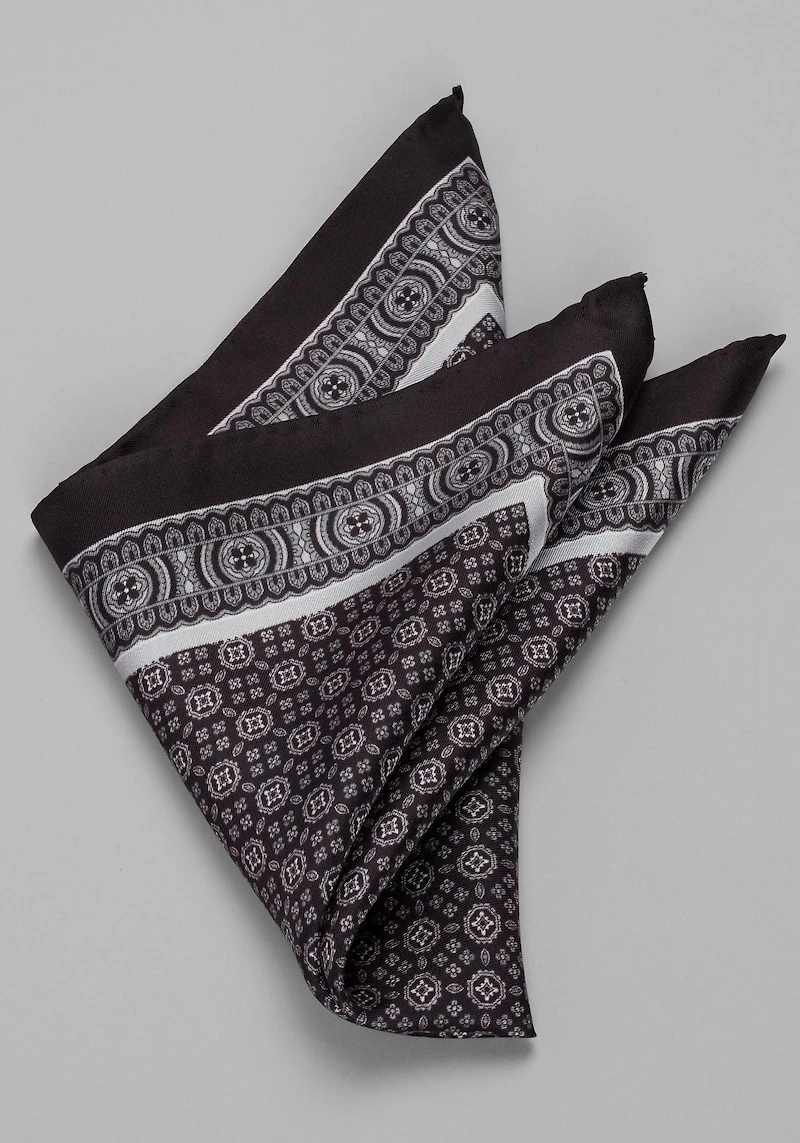 Men's Jos. A. Bank Mixed Medallion Pocket Square at Jos. A. Bank, Black,