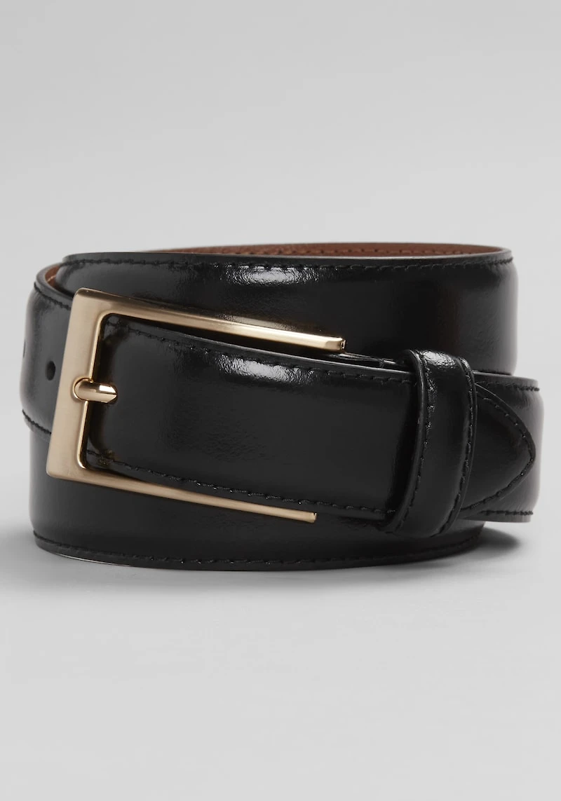 Men's Jos. A. Bank Burnished Feather Edge Stitched Leather Belt at Jos. A. Bank, Black