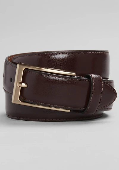 Men's Jos. A. Bank Burnished Feather Edge Stitched Leather Belt at Jos. A. Bank, Burgundy