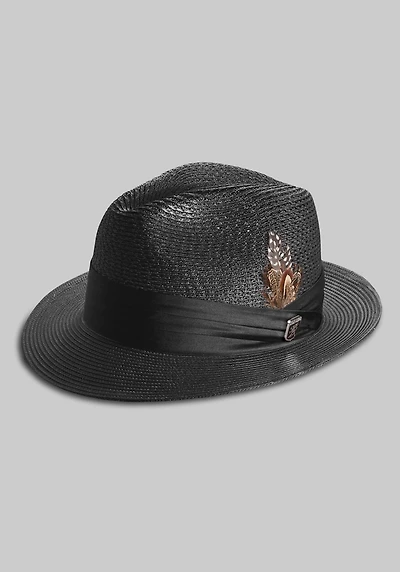 Men's Stacy Adams Vented Braided Fedora at Jos. A. Bank, Black