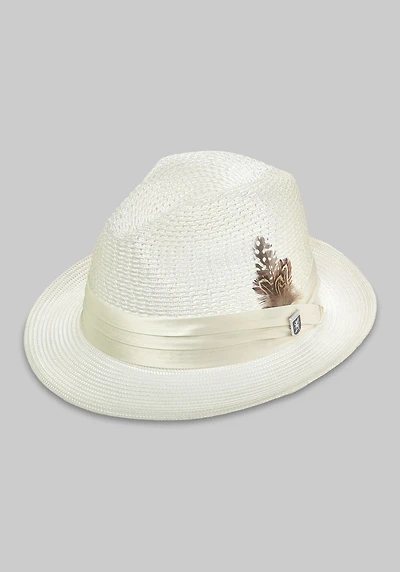 Men's Stacy Adams Vented Braided Fedora at Jos. A. Bank, Cream/Ivory/White