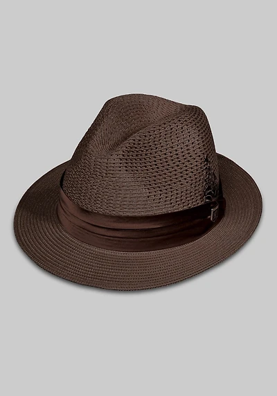 Men's Stacy Adams Vented Braided Fedora at Jos. A. Bank, Brown