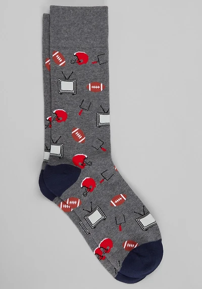 Men's Sunday Football Socks at Jos. A. Bank, Charcoal Heather/Grey,