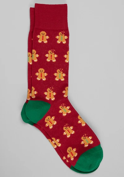 Men's Jos. A. Bank Gingerbread Man Socks at Jos. A. Bank, Red,
