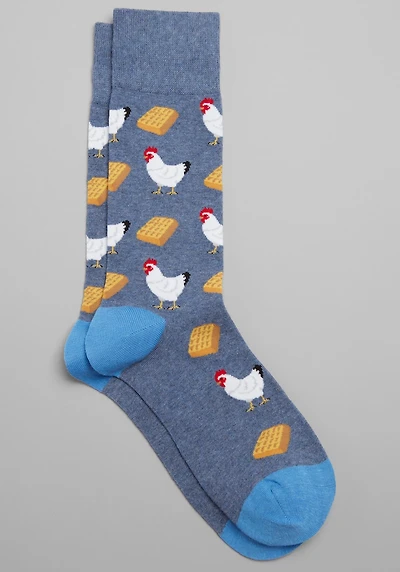 Men's Jos. A. Bank Chicken & Waffle Socks at Jos. A. Bank, Blue/Denim Heather,