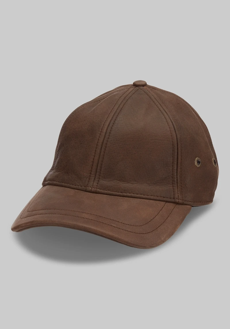 Men's Scala Unstructured Oily Timber Leather Baseball Cap at Jos. A. Bank, Brown,