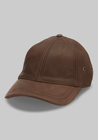 Men's Scala Unstructured Oily Timber Leather Baseball Cap at Jos. A. Bank, Brown,