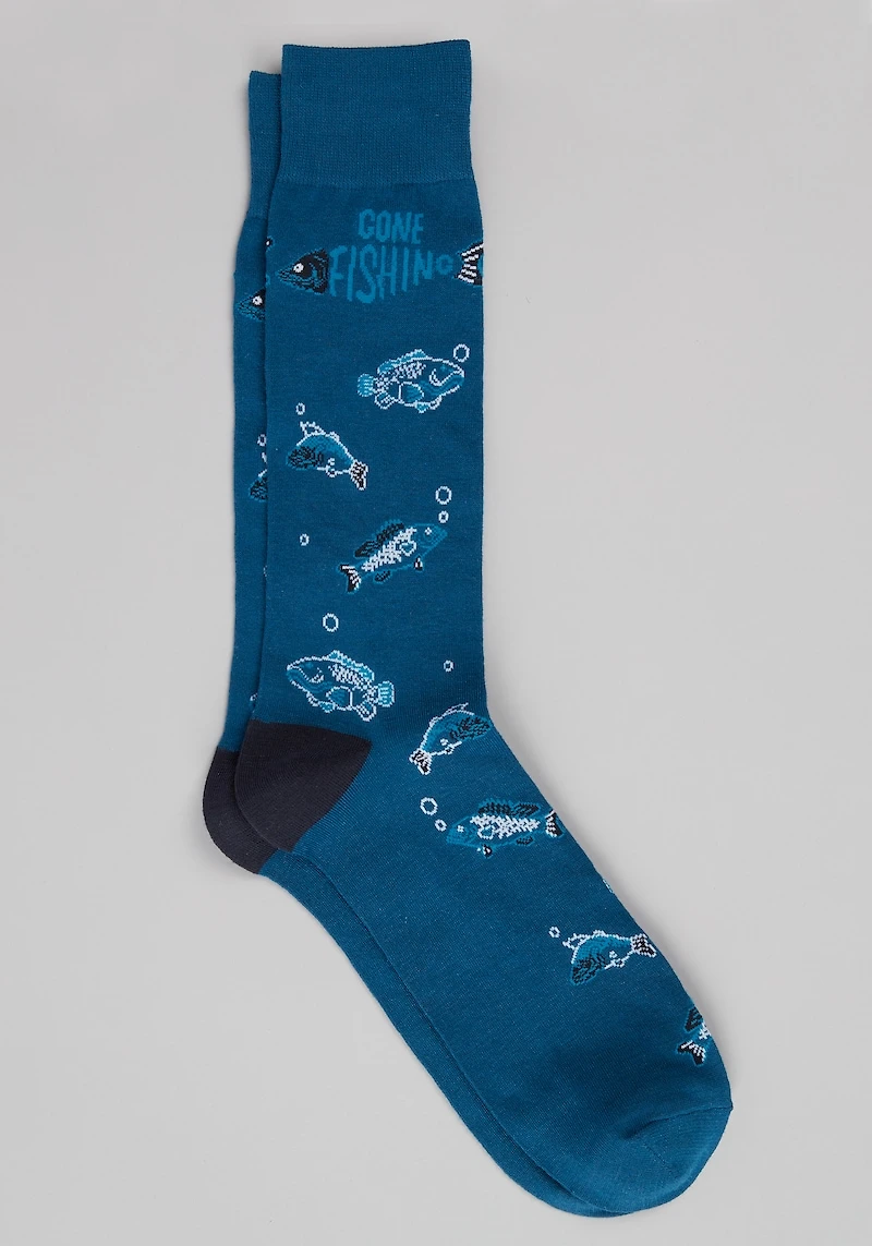 Men's Jos. A. Bank Gone Fishing Socks at Jos. A. Bank, Blue Opal,