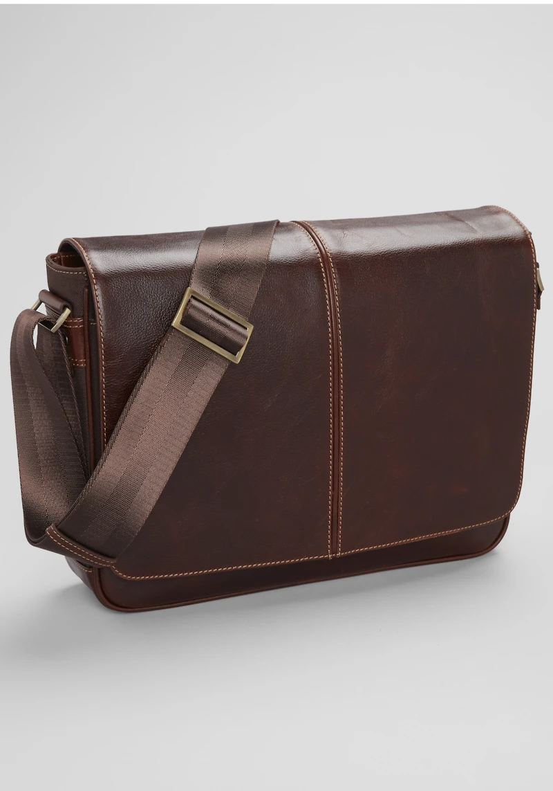 Men's Jos. A. Bank Compact Leather Messenger Case at Jos. A. Bank, Brown,