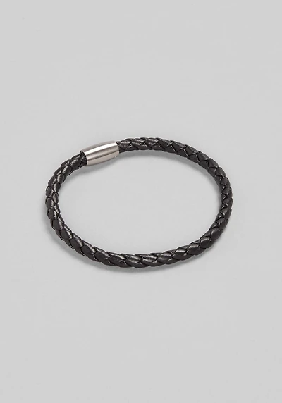 Men's Jos. A. Bank Woven Leather Bracelet with Magnetic Closure at Jos. A. Bank, Black, 
